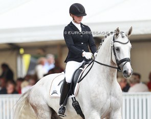 Ines Knoll and the 5-year old Fairplay H at the 2014 World Young Horse Championships :: Photo © Astrid Appels
