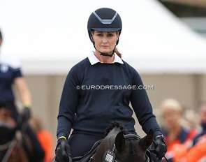 Maree Tomkinson on her home bred Friday (by Furstenball and out of her 2014 WEG team horse Diamantina) at the 2021 World Young Horse Championships :: Photo © Astrid Appels