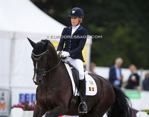 Andrea Winkeler and Powerpoint de Tamise at the 2021 World Young Horse Championships in Verden :: Photo © Astrid Appels