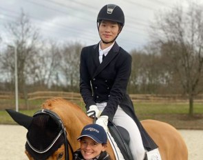 Hyun Woo Do on Duisenberg with trainer Jessica Süss after winning the Prix St Georges in Troisdorf :: Photo © private