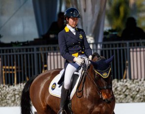 Hong Kong's Samantha Grace Chan on DSP Fierro on their international show debut as a combination at the 2022 CDI-W Wellington :: Photo © Lily Forado