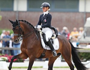 Kristine Möller and Standing O'Vation at the 2017 World Young Horse Championships :: Photo © Astrid Appels