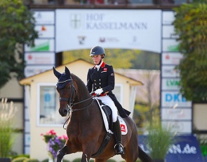 British Lara Butler on Kristjan at competing in the main stadium at Hof Kasselmann :: Photo © Astrid Appels