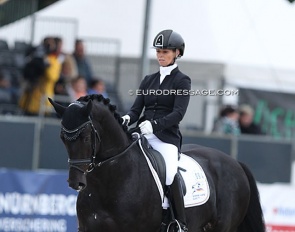 Eva Möller and Global Player at the 2021 World Championships for young horses in Verden last year :: Photo © Astrid Appels
