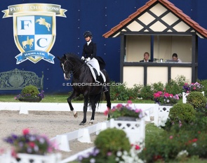 Alina Rohricht on Zaid in the main dressage arena, decorated with lovely flowers, at the 2022 Aachen Dressage Days :: Photo © Astrid Appels