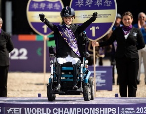 Grade I rider Sarah Morganti wins Kur Gold at the 2022 World Para Dressage Championships in Herning :: Photo © Sharon Vandeput/Hippofot.be for FEI