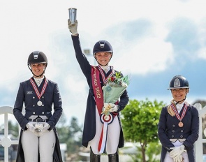 The Grand Prix podium at the 2022 Norwegian Dressage Championships in Kristiansand :: Photo © Juliane Kingren