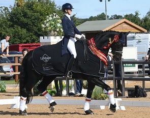 Kathleen Kröncke (née Keller) and San Royal win the Grand Prix class title at the 2022 British Dressage Championships :: Photo © Kevin Sparrow