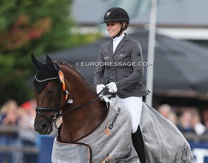 Lena Waldmann and Belinda win the 6-yo consolation finals at the 2022 World Young Horse Championships :: Photo © Astrid Appels