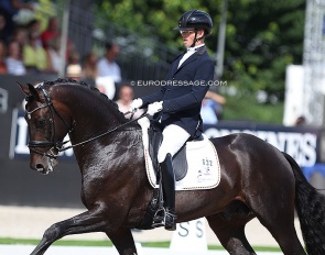 Robin van Lierop and Zum Glück at the 2019 World Young Horse Championships :: Photo © Astrid Appels