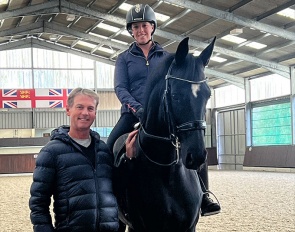 Carl Hester with British paralympian Sophie Wells at his yard in Newent, U.K.