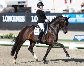 Lisa Horler and Get You the Moon at the 2022 World Young Horse Championships :: Photo © Astrid Appels