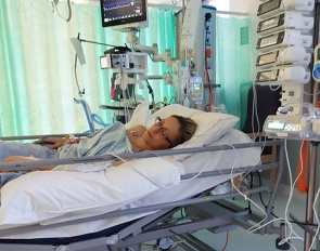 Lisa Marriott posted this photo of her in the hospital after the accident at the horse inspection