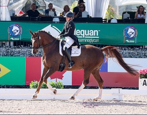 Anna Christina Abbelen on Atterupgaards Belafonte (by Belissimo M) in the 2023 Palm Beach Dressage Derby :: Photo © Sue Stickle