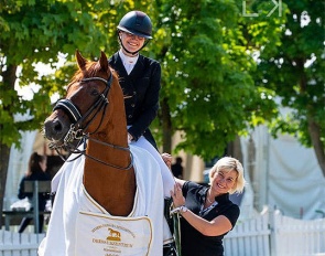 Emma Lienert with coach Anna Campanella at the 2023 CDI-W Mariakalnok :: Photos © Lukasz Kowalski