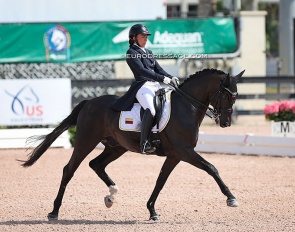 Juliana Gutiérrez on  Flanissimo at the 2023 Palm Beach Dressage Derby in Wellington, FL :: Photo © Astrid Appels