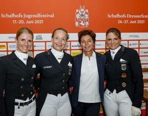 Monica Theodescu with her 2021 German Olympic team riders Werndl, Werth and Schneider at the CDI Kronberg :: Photo © Stefan Lafrentz