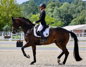 Felicitas Hendricks and Drombusch in the short Grand Prix at the 2023 European Under 25 Championships :: Photo © Petra Kerschbaum