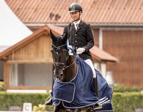 Hungarian Maté Garai and Galleria's Summerville OLD win the 6-year old finals test at the 2023 CDI Neu-Anspach :: Photo © Laura Beying