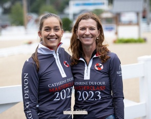 Cathrine Laudrup-Dufour and Devon board member Christina Morin Graham at 2023 Dressage at Devon for a Masterclass