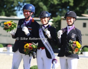 The Grade V individual podium: Frank Hosmar, Michele George and Regine Mispelkamp :: Photos © Silke Rottermnn