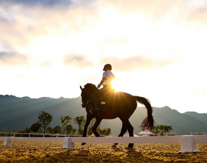 Anush Agarwalla of India riding Etro practices ahead of the equestrian competition during the 19th Asian Games on September 24, 2023, in Hangzhou, China. :: Photo  ©FEI/Yong Teck Lim