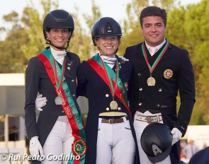 Rita Ralao Duarte, Maria Caetano and Martim Meneres on the podium at the 2023 Portuguese Dressage Championships :: Photo © Rui Pedro Godinho
