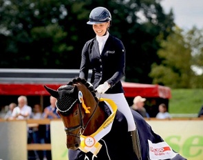 Sina Aringer and Barbor BS at the 2023 Hanoverian Young Horse Championships in Verden :: Photo © Hannoveraner Verband