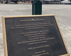 Plaque with the names of the "founding fathers" of the Global Dressage Festival in Wellington