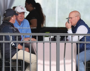 Big USEF meeting at the 2024 CDI-W Wellington on Thursday 8 February 2024: Chief of Sport David O’Connor, USEF President Tom O’Mara, Chief Executive Officer William Moroney :: Photo © Astrid Appels