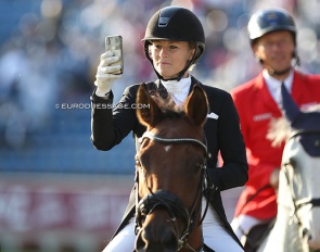 Athlete filming the Farewell to Nations in the CHIO Aachen main stadium. Depending if it's an "FEI Named Event" OR on the show's Terms and Conditions it is not allowed to post this footage on social media :: Photo © Astrid Appels