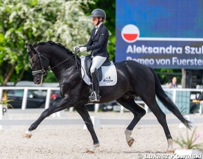 Aleksandra Szulc and Romeo von Furstenball win the 5-year old division at the inaugural Central European Young Horse Championship in 2022 :: Photo © Lukasz Kowalski