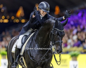 Flore de Winne and Flynn FRH became the first Belgian pair to ever score over 80% in a freestyle. They did so at the 2023 CDI-W Mechelen :: Photo © Dirk Caremans