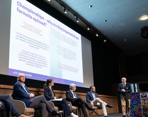 Michael Stone, Nayla S, Casper Cassøe Krüth, and Tim Hadaway at the 2024 FEI Sports Forum :: Photo © FEI