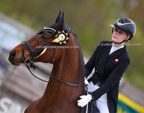 Danish junior rider Caroline S. Jørgensen on Poker König at the 2024 CDI Sint-Truiden :: Photo © Astrid Appels