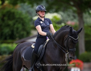 Emma Lokken schooling Mr Gold G at the 2023 European Junior Riders Championships :: Photo © Astrid Appels