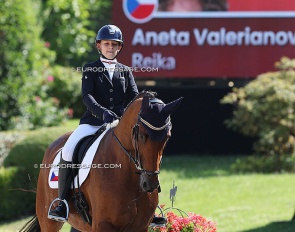 Aneta Valerianova on Reika at the 2023 European Children Championships :: Photo © Astrid Appels