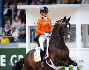Marieke van der Putten and Torveslettens Titanium in the 5* GP Special lap of honour at the 2024 CDIO Aachen :: Photo © Astrid Appels