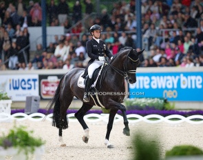 Isabell Werth and Wendy in the drizzling rain during the GP Special at the 2024 CDIO Aachen :: Photo © Astrid Appels