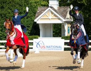 Sarah Mason-Beaty with Kanjer and Sabine Schut-Kery with Gorgeous Latino. ©Leslie Potter/US Equestrian