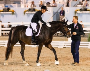 Eliane Cordia-van Reesema on Codiak in the Brett Parbery masterclass at 2024 Dressage At Devon :: Photo © PMG