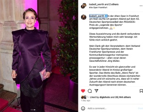 Isabell Werth in a Haus Linsenhoff outfit for the 42nd German Sport Press Ball 