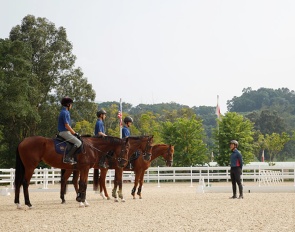 Riders at the Beas River Equestrian Centre getting coached