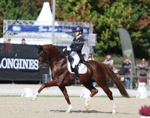 Beatrice Hoffrogge and Destello OLD at the 2022 World Young Horse Championships :: Photo © Astrid Appels