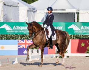 Adrienne Lyle and Helix in the 5* Grand Prix at the 2025 CDI Wellington :: Photo © Sue Stickle