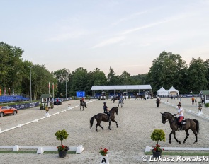 Arena familiarization at the 2024 CDI-W Bialy Las in Poland :: Photo © Lukasz Kowalski
