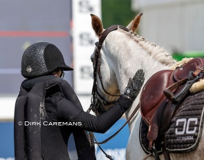 This safety vest did its job as this jumping rider fell off her horse :: Photo © Dirk Caremans