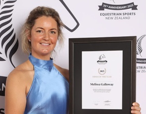 New Zealand Dressage Olympian Melissa Galloway was named 2025 ESNZ Rider of the Year at the ESNZ 75th Anniversary Dinner :: Photo © ESNZ