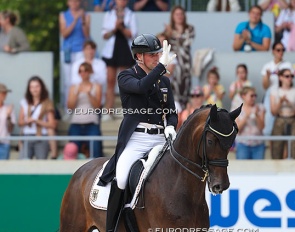 Frederic Wandres and Bluetooth OLD in the lap of honour for the 5* GP Special at the 2025 CDIO Aachen :: Photo © Astrid Appels