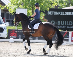 Laura Tomlinson schooling her home bred Full Moon II at the 2025 CDIO Lier :: Photo © Astrid Appels